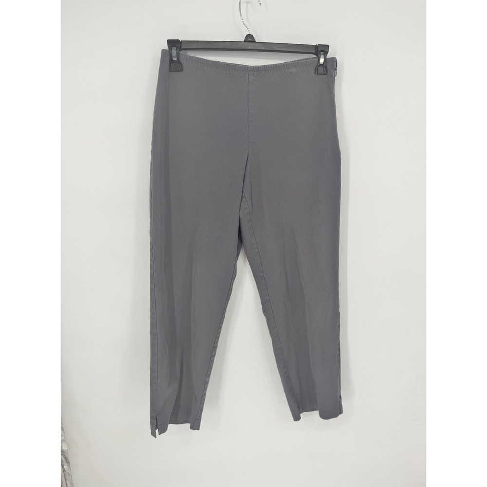 Eileen Fisher Tapered Pants Womens Medium Gray Good Organic Cotton Side Zip Crop